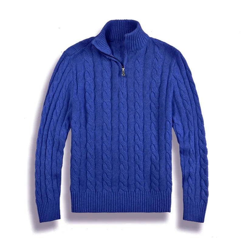 100% CASHMERE WOVEN HALF ZIP