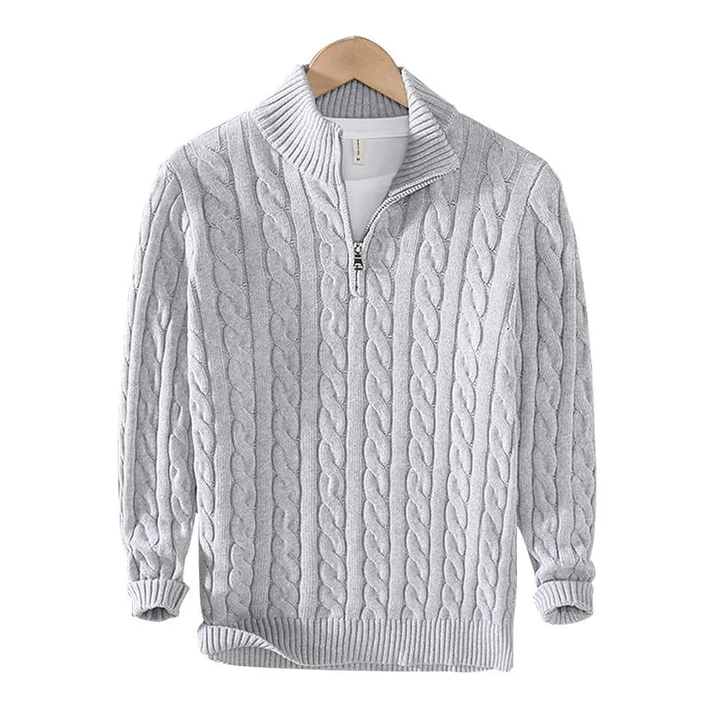 100% CASHMERE WOVEN HALF ZIP